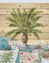 Porch & Den Mixed Botanical Greens palms IV - Print on Natural Pine Wood