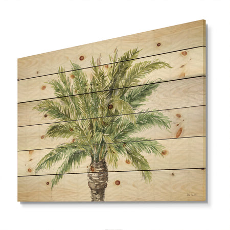 Porch & Den Mixed Botanical Greens palms IV - Print on Natural Pine Wood