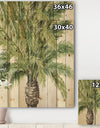 Mixed Botanical Greens palms V - Farmhouse Print on Natural Pine Wood