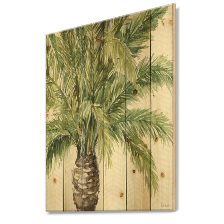 Mixed Botanical Greens palms V - Farmhouse Print on Natural Pine Wood