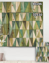 geometric Green Triangle III - Mid-Century Modern Transitional Print on Natural Pine Wood
