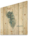 Damask Painted Gilded Feather on Blue - Nautical & Coastal Print on Natural Pine Wood