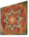 Moroccan Orange Tiles Collage I - Bohemian Chic Print on Natural Pine Wood