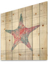 Pink Starfish Ocean Life - Nautical & Coastal Print on Natural Pine Wood