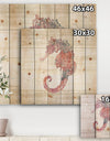 Pink seahorses Ocean Life - Nautical & Coastal Print on Natural Pine Wood