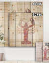 Pink lobster Ocean Life - Nautical & Coastal Print on Natural Pine Wood