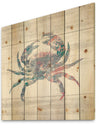 Pink Crab Ocean Life - Nautical & Coastal Print on Natural Pine Wood