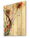 Abstract Orange Flowers - Traditional Print on Natural Pine Wood