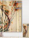 Abstract Orange Flowers - Traditional Print on Natural Pine Wood