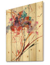 Abstract Red Flowers - Traditional Print on Natural Pine Wood