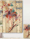 Abstract Red Flowers - Traditional Print on Natural Pine Wood