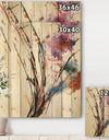 Abstract Purple and Blue Flowers - Traditional Print on Natural Pine Wood