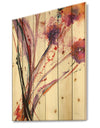 Abstract Purple Flowers - Traditional Print on Natural Pine Wood
