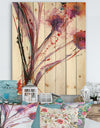 Abstract Purple Flowers - Traditional Print on Natural Pine Wood