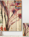 Abstract Purple Flowers - Traditional Print on Natural Pine Wood