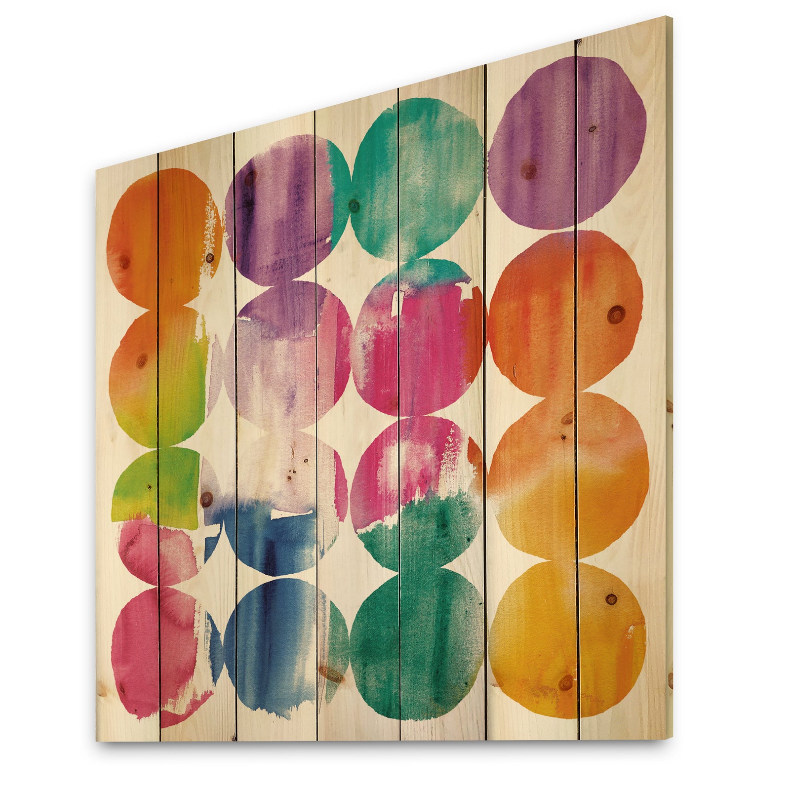 Circle Abstract Colorfields - Modern & Contemporary Print on Natural Pine Wood