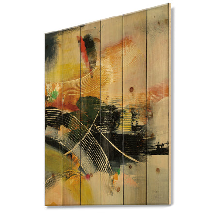 End of the Orange Rainbow I - Modern & Contemporary Print on Natural Pine Wood