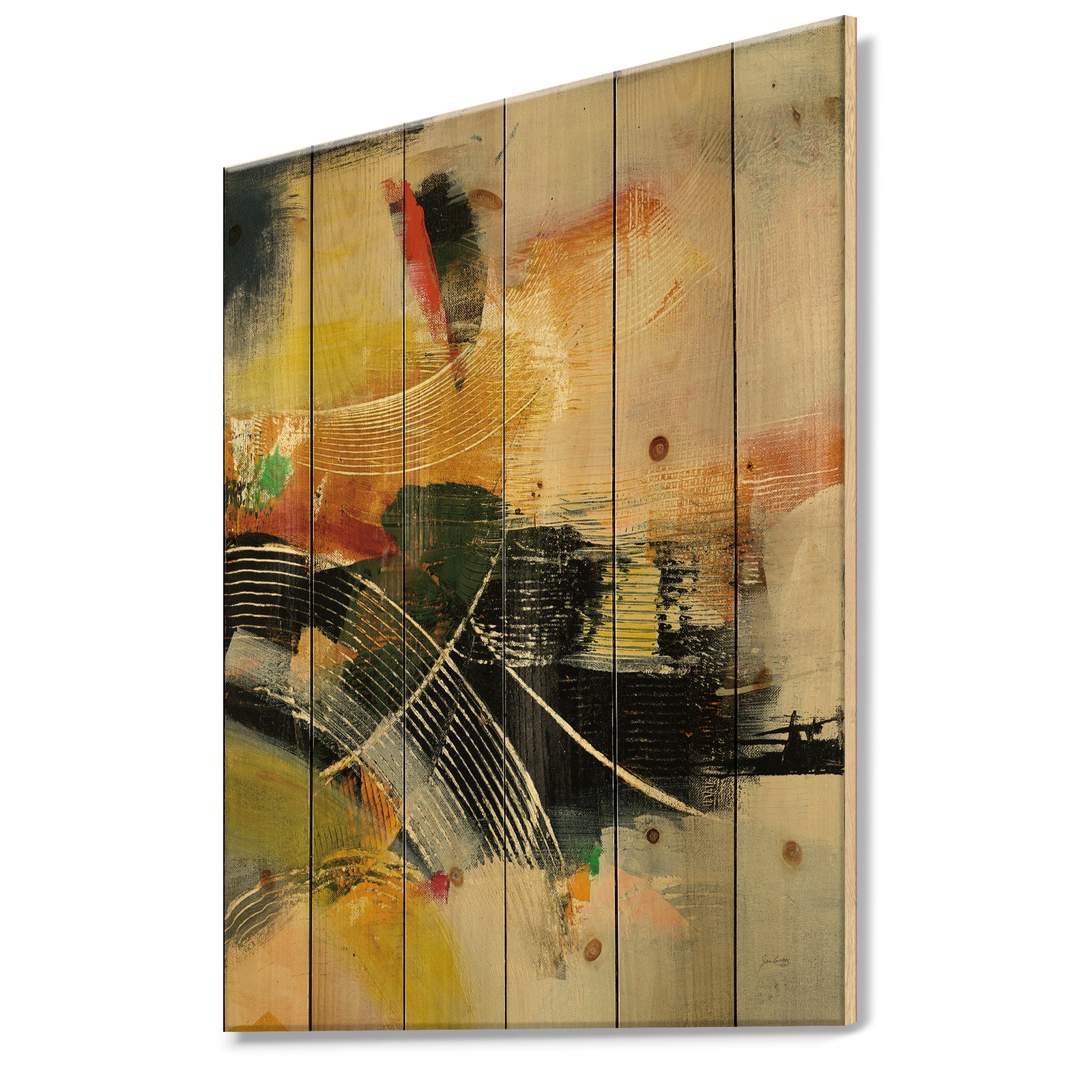 End of the Orange Rainbow I - Modern & Contemporary Print on Natural Pine Wood