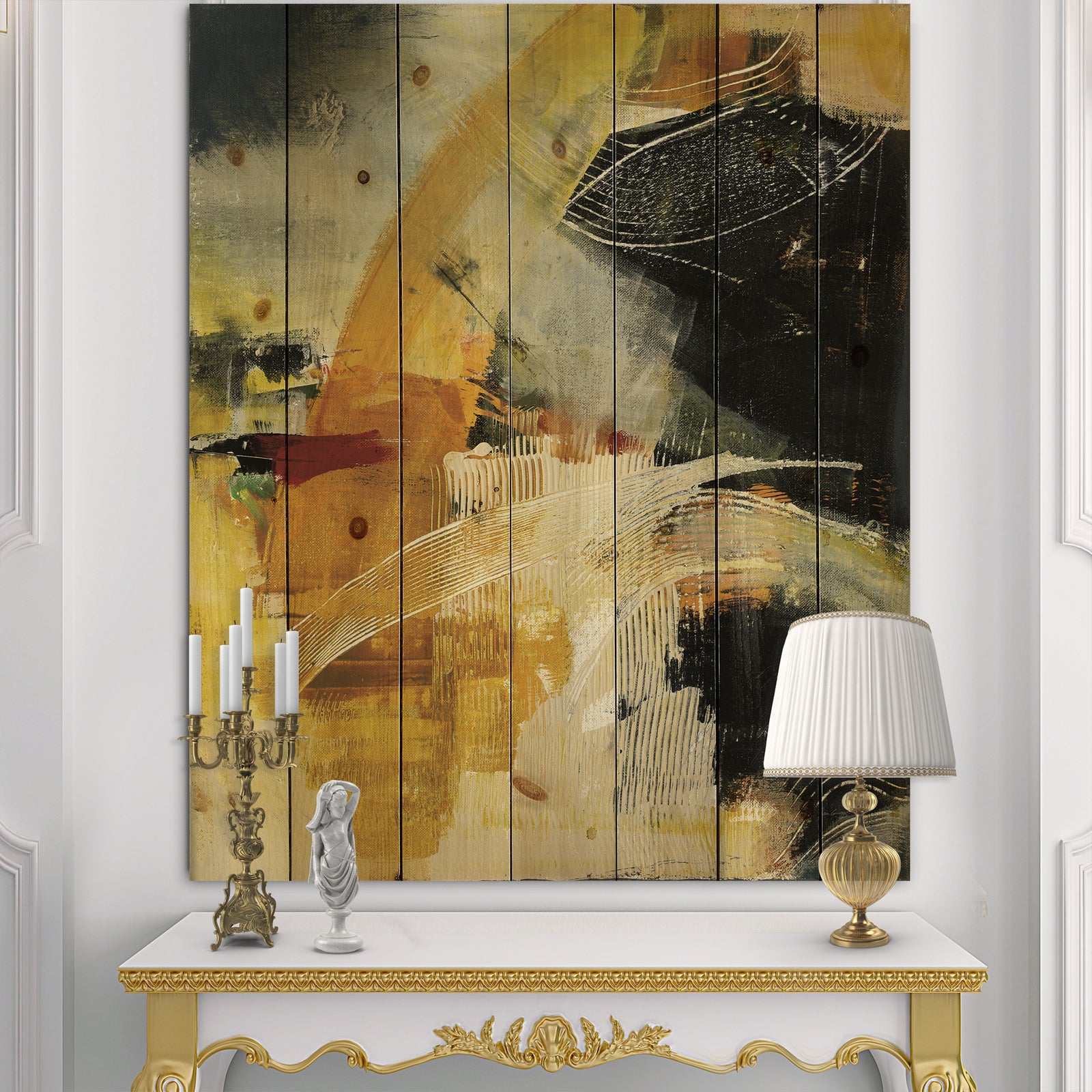 End of the Orange Rainbow II - Modern & Contemporary Print on Natural Pine Wood