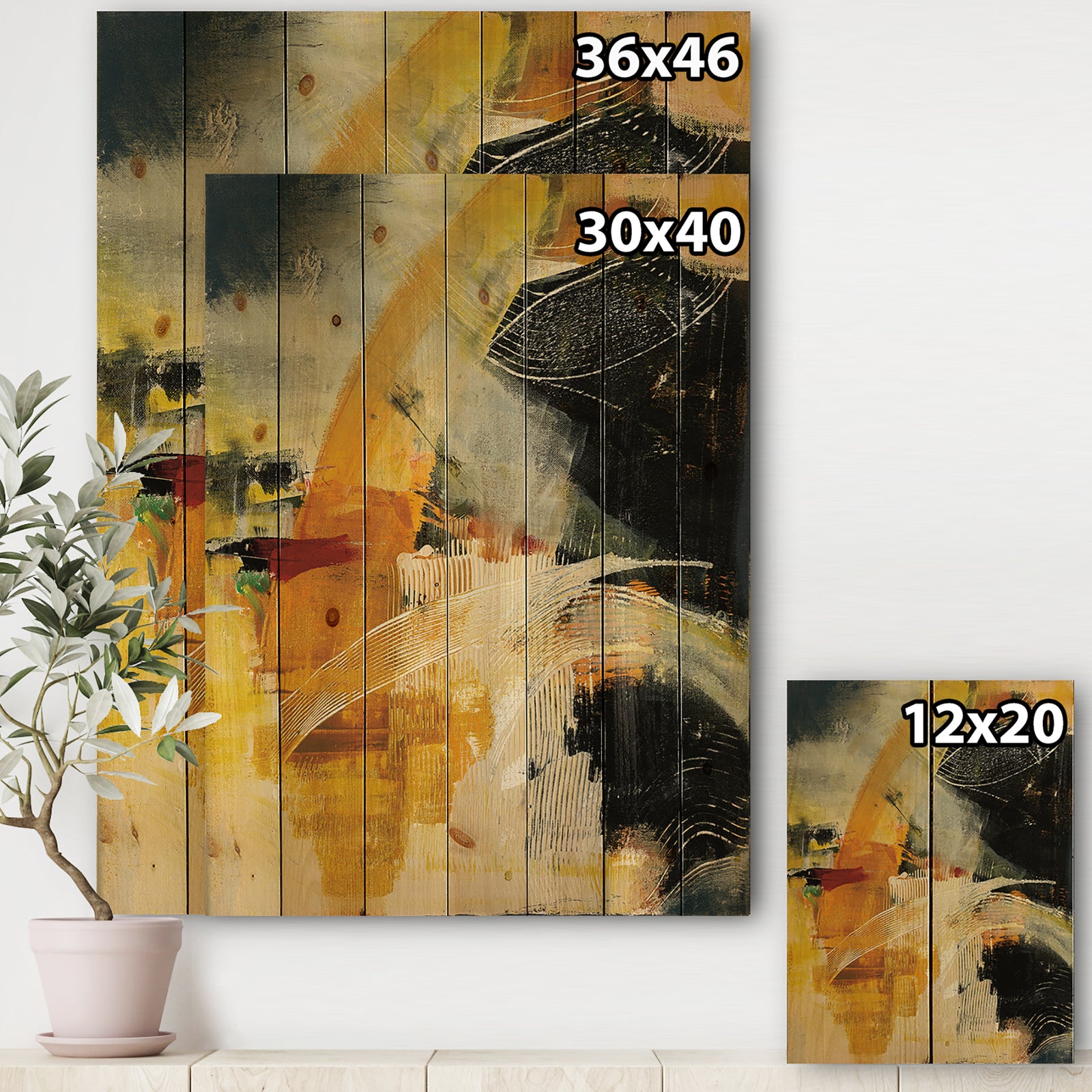 End of the Orange Rainbow II - Modern & Contemporary Print on Natural Pine Wood