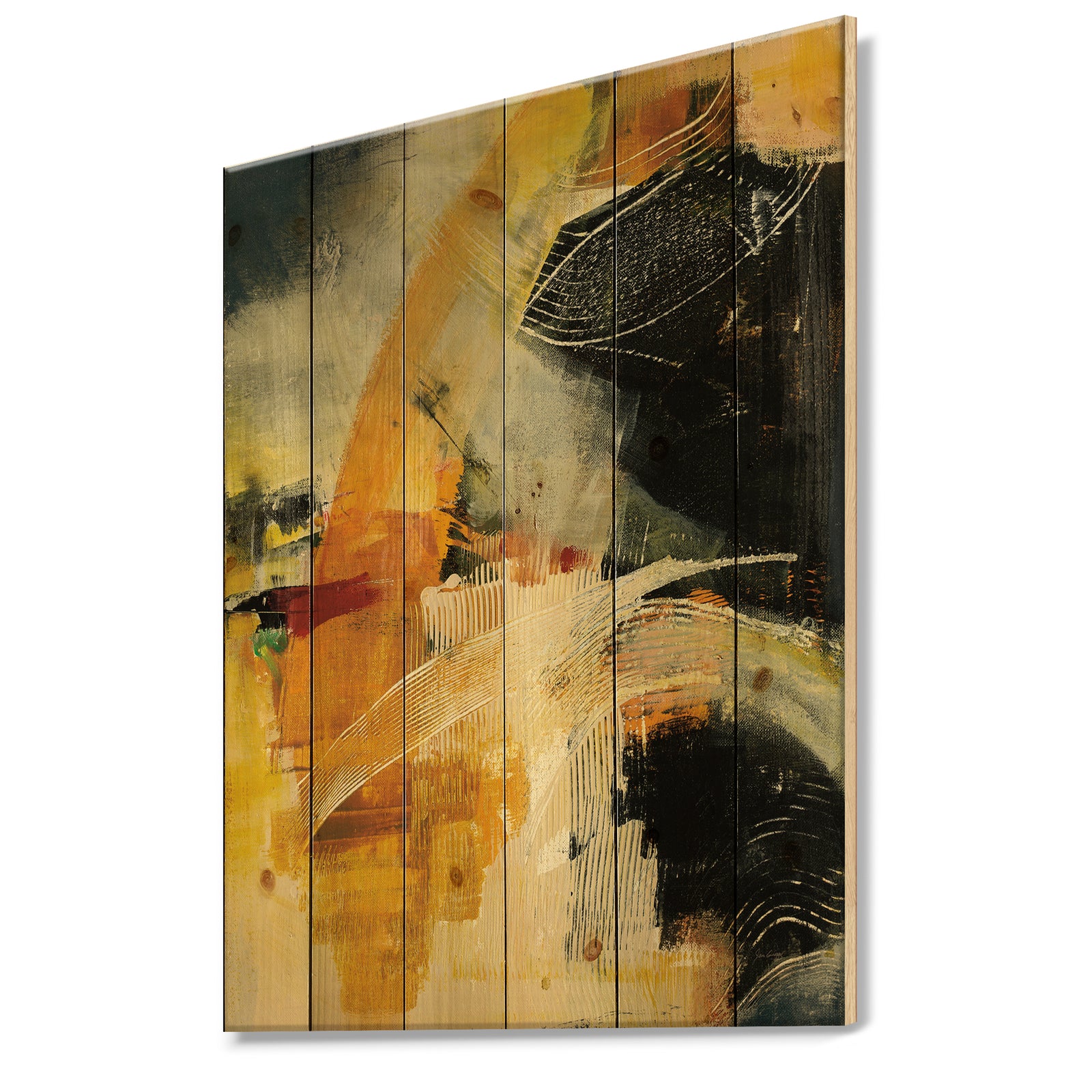End of the Orange Rainbow II - Modern & Contemporary Print on Natural Pine Wood