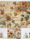 Orange and Cream Cottage Flowers Twig - Traditional Print on Natural Pine Wood