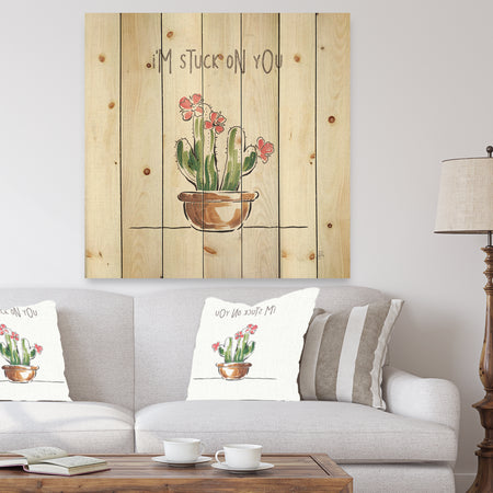 Desert Botanical Bloom II - Cabin & Lodge Print on Natural Pine Wood