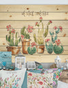 Desert Botanical Bloom III - Cabin & Lodge Print on Natural Pine Wood