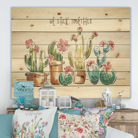 Desert Botanical Bloom III - Cabin & Lodge Print on Natural Pine Wood