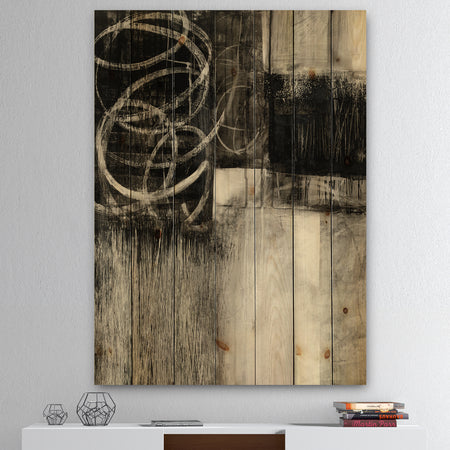 A Geometric Day I - Mid-Century Modern Print on Natural Pine Wood