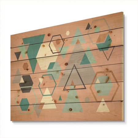 Geometric hexagons Pattern I - Transitional Print on Natural Pine Wood