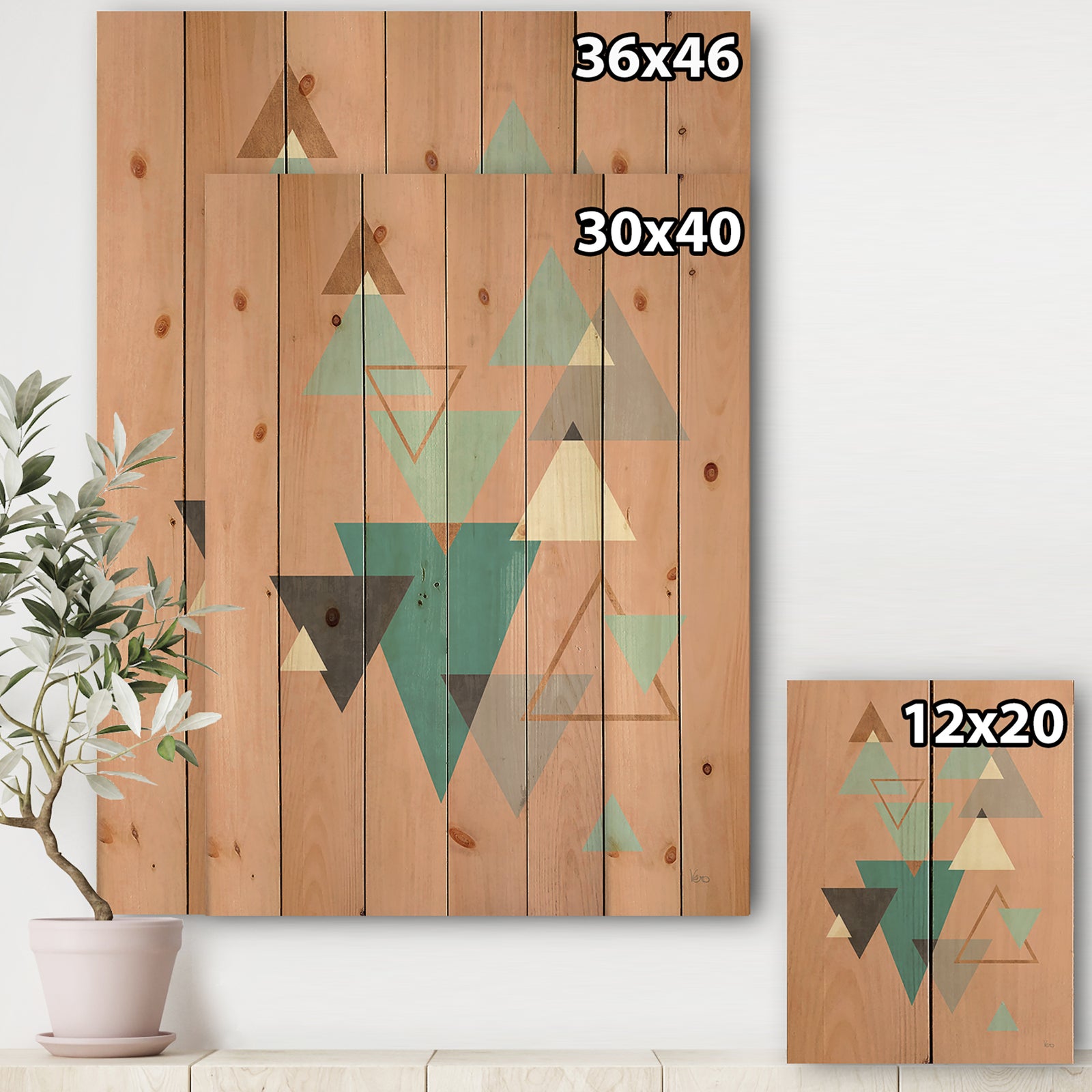 Geometric hexagons Pattern III - Transitional Print on Natural Pine Wood