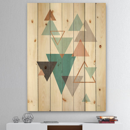Geometric hexagons Pattern V - Transitional Print on Natural Pine Wood