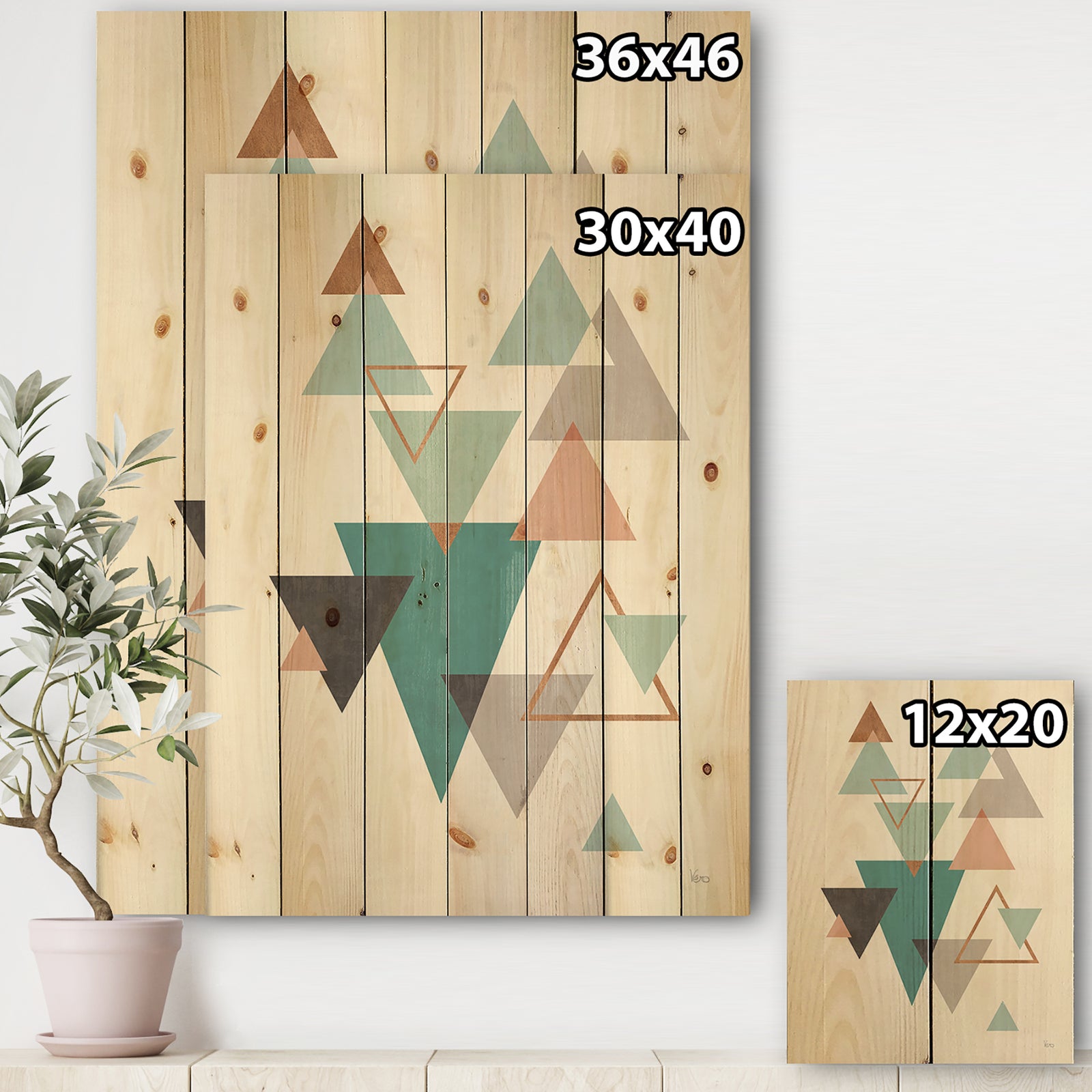 Geometric hexagons Pattern V - Transitional Print on Natural Pine Wood