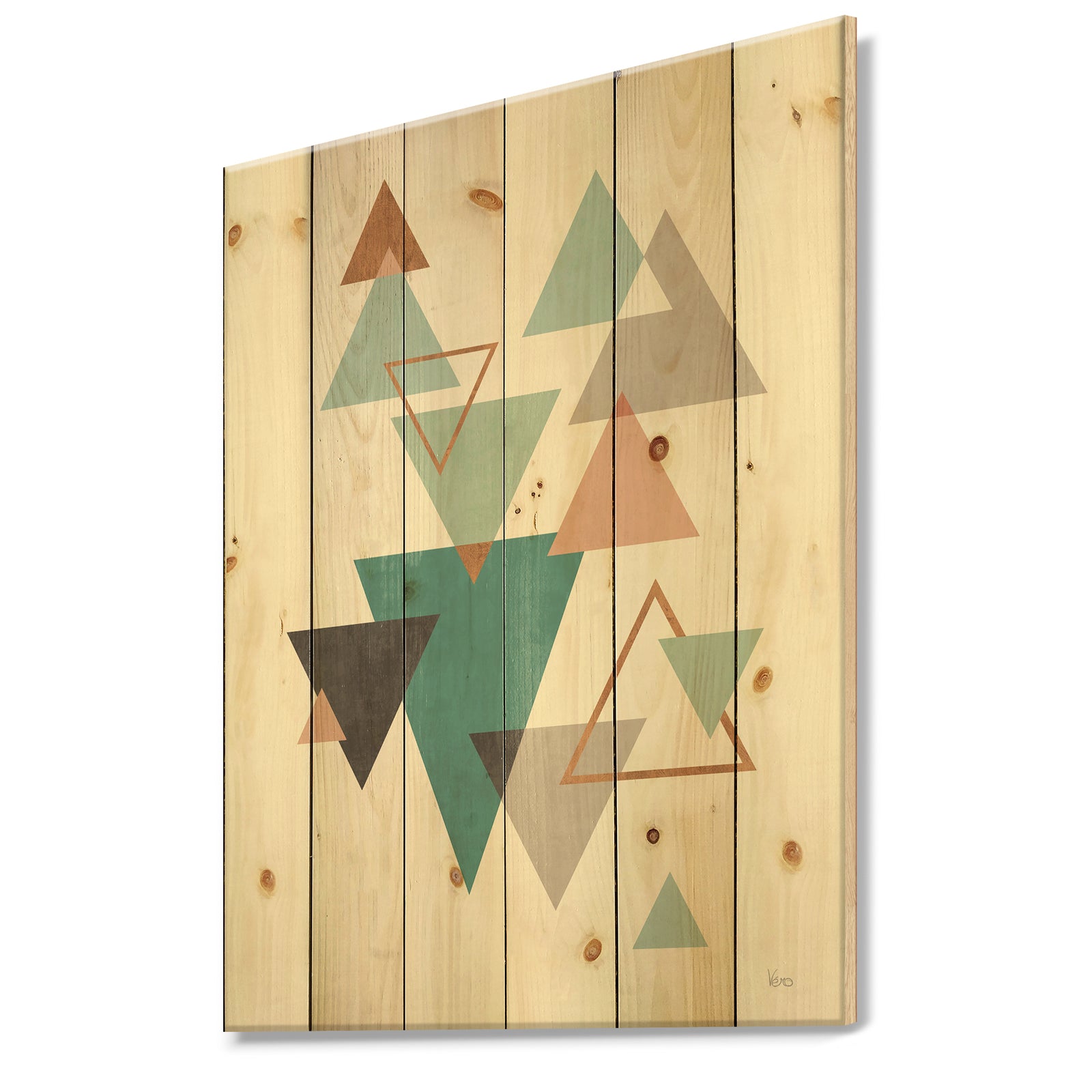 Geometric hexagons Pattern V - Transitional Print on Natural Pine Wood