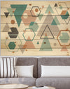 Geometric hexagons Pattern VI - Transitional Print on Natural Pine Wood