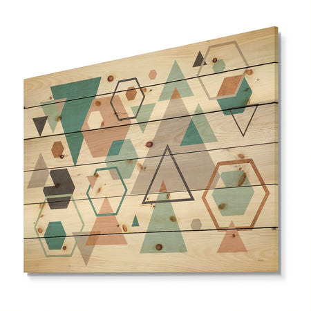 Geometric hexagons Pattern VI - Transitional Print on Natural Pine Wood