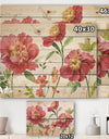 Red Springflowers and Butterfly - Cabin & Lodge Print on Natural Pine Wood