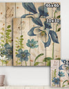 Blue Columbine Flowers With Butterfly - Cabin & Lodge Print on Natural Pine Wood