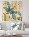 Blue Columbine Wild Flower with Ferns - Cabin & Lodge Print on Natural Pine Wood