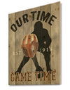 football Game Day I - Vintage Sport Print on Natural Pine Wood