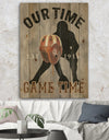 football Game Day I - Vintage Sport Print on Natural Pine Wood