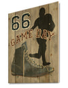 football Game Day II - Vintage Sport Print on Natural Pine Wood