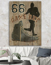 football Game Day II - Vintage Sport Print on Natural Pine Wood