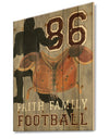 football Game Day III - Vintage Sport Print on Natural Pine Wood