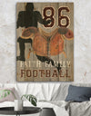 football Game Day III - Vintage Sport Print on Natural Pine Wood