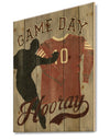 football Game Day IV - Vintage Sport Print on Natural Pine Wood