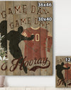 football Game Day IV - Vintage Sport Print on Natural Pine Wood