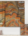 Abstract Gilded Orange Waves - Contemporary Print on Natural Pine Wood