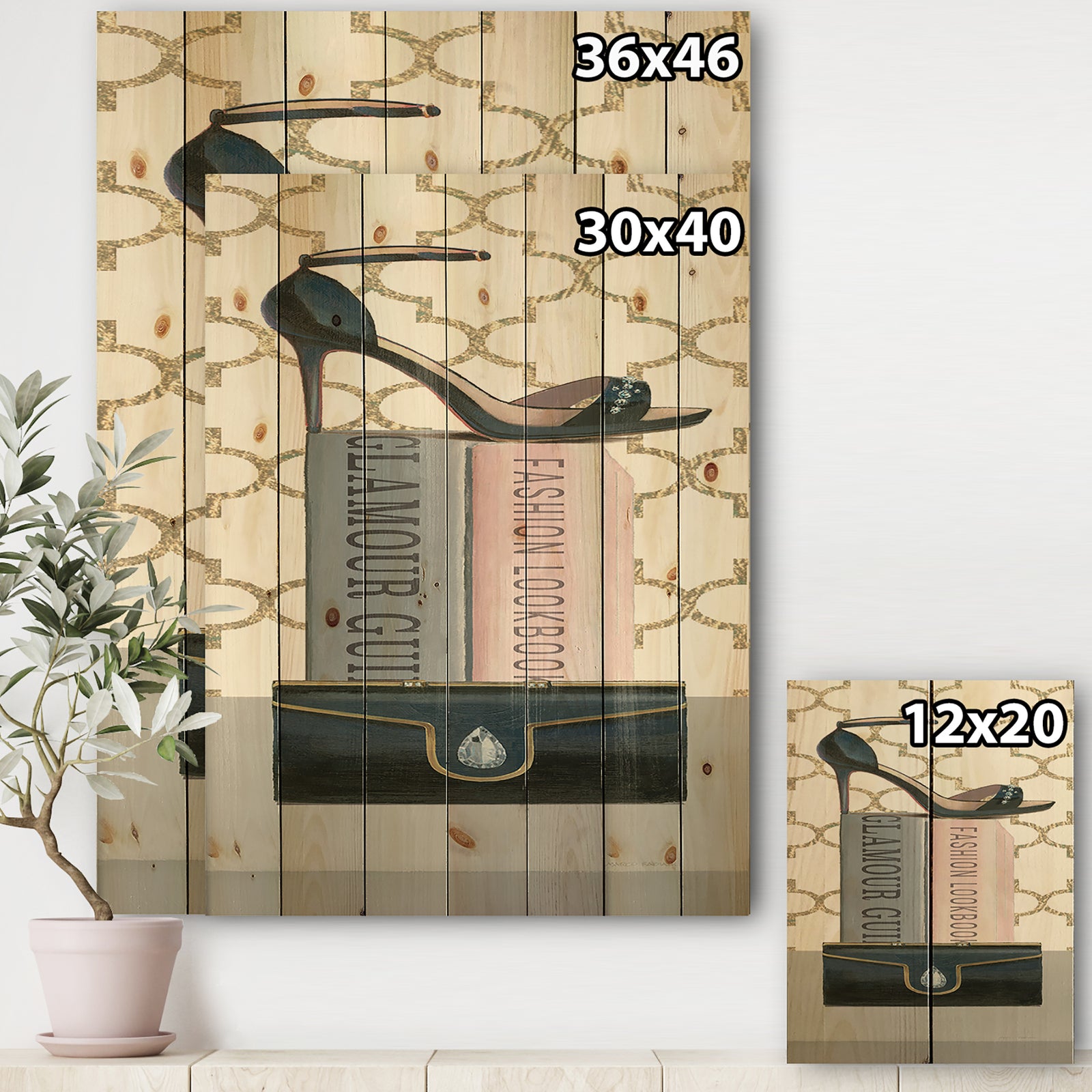 Glam fashion High Heels VIII - Fashion Print on Natural Pine Wood